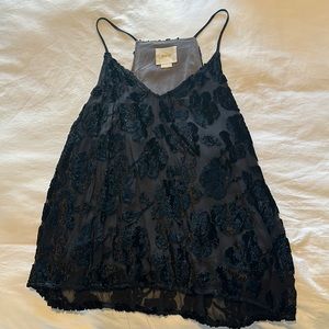 Velvet floral black tank - Maeve size 6 lightly worn